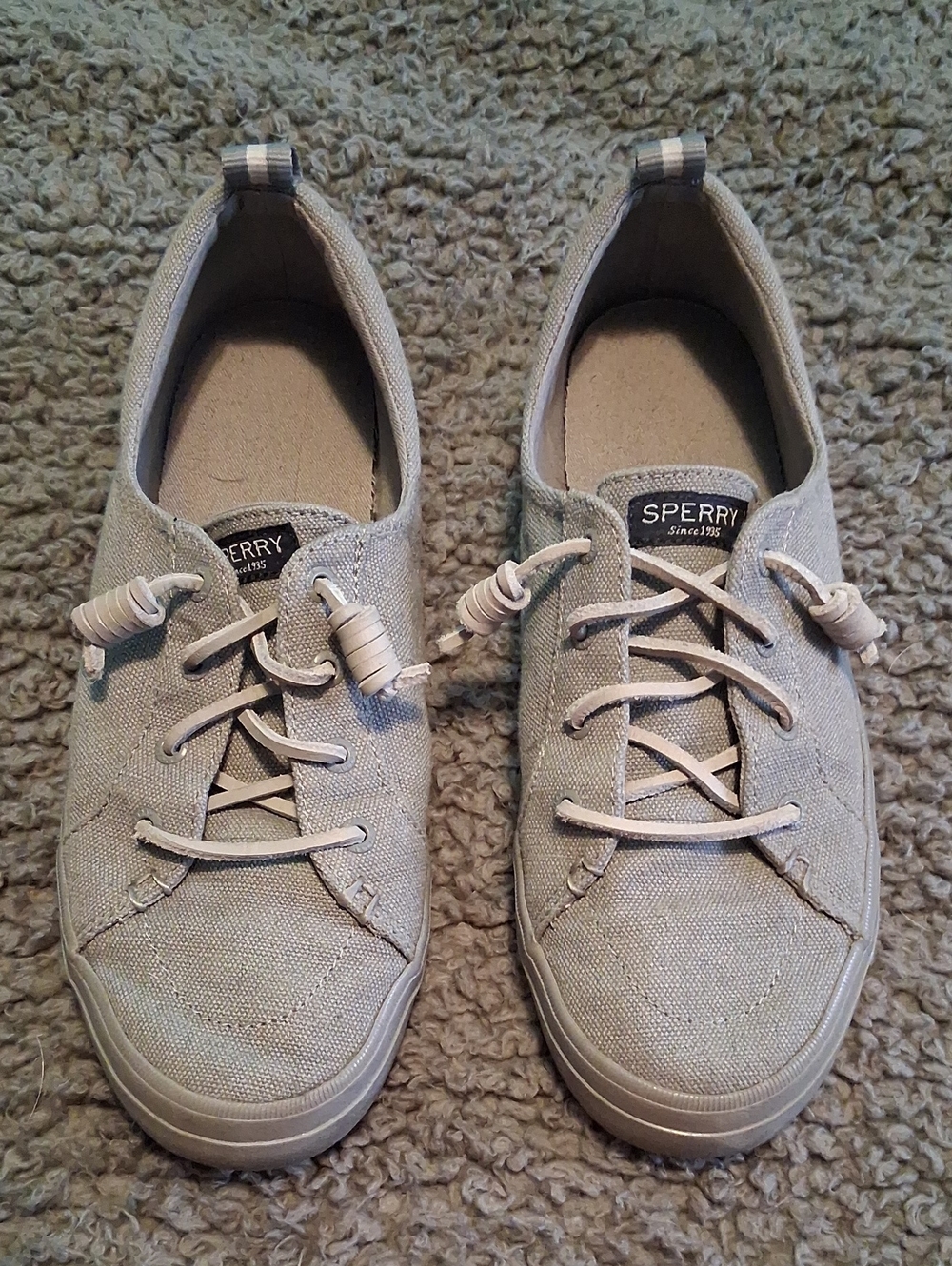 Sperry Womans Canvas Sneakers in Light Gray